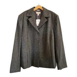 Talbots Stretch Wool Blazer Peacoat Womens 16 NWOT Grey Lined Old Money